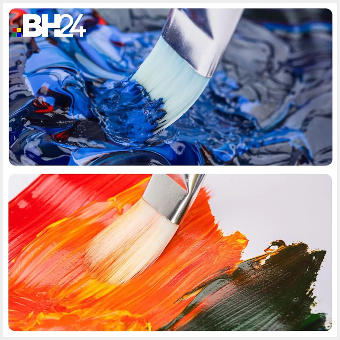 BH24 5-Piece Premium Paint Brush Set – Versatile Brushes for Latex & Oil Paints, Stains, and Varnishes | Ideal for Interior & Exterior Home Improvement, Wall Painting, Woodwork & DIY Projects