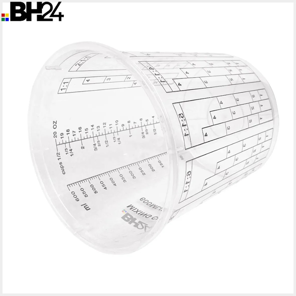 BH24 Paint Mixing Cups – 48 oz Capacity | Pack of 12 | Disposable or Reusable | Graduated with Mixing Ratios for Epoxy Resin, Automotive Paint, Acrylic Art, Crafts & More