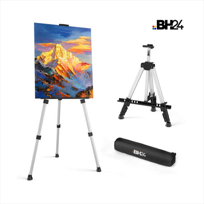 BH24 Professional Easel for Painting – Sturdy & Lightweight Tripod Stand for Canvases, Art Displays, Drawing, Sketching & Presentations, 17” to 60” Adjustable with Carry Bag