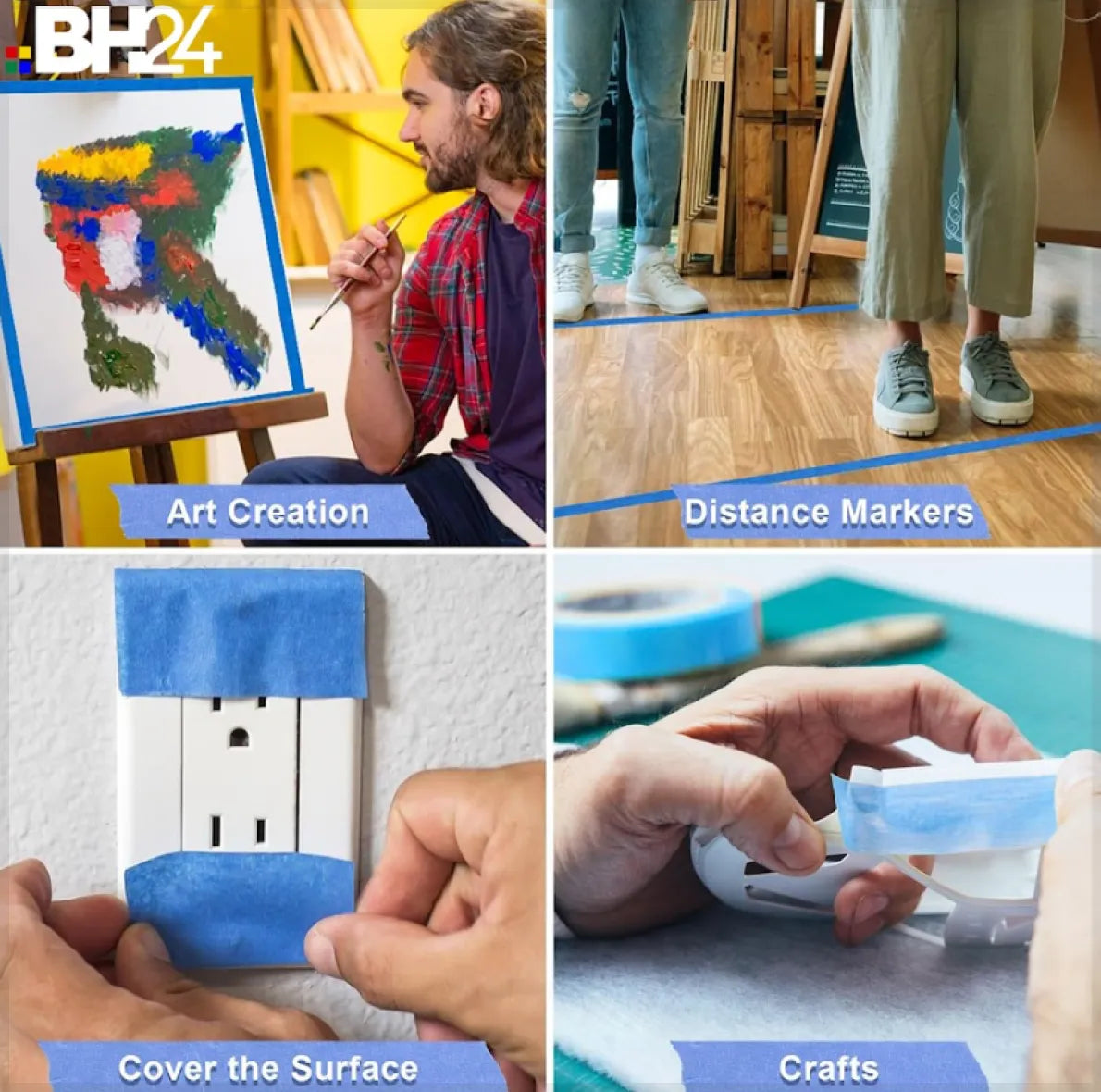 Blue Masking Tape – Professional Multi-Surface Painter’s Tape (1 Roll, 5CM x 50M) | High-Performance Adhesive Tape for Clean Paint Lines | Residue-Free Removal | Indoor & Outdoor Use for Painting, Crafting & Masking