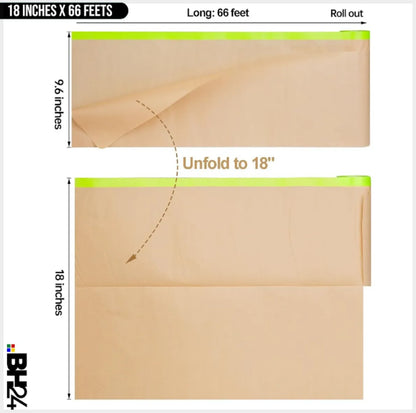 Paint Masking Paper – 3 Pack Tape and Drape Painters Paper | Kraft Paper with Adhesive Edge | 45CM x 10M Per Roll | Paint Protection for Walls, Furniture, Automotive & DIY Projects