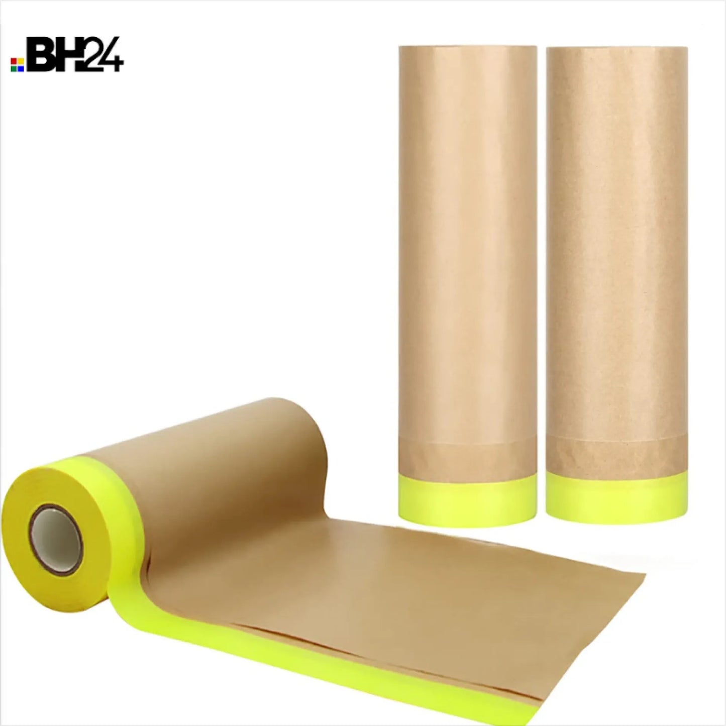Paint Masking Paper – 3 Pack Tape and Drape Painters Paper | Kraft Paper with Adhesive Edge | 45CM x 10M Per Roll | Paint Protection for Walls, Furniture, Automotive & DIY Projects