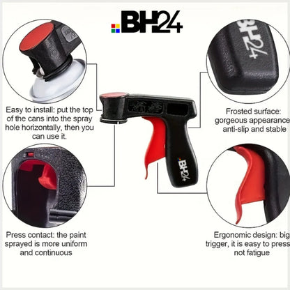 BH24 Universal Spray Can Gun Handle – Ergonomic Aerosol Trigger for Easy Spray Control | Converts Spray Cans into Spray Guns | Full Hand Grip for Smooth & Precise Application | Reusable & Clip-On Design