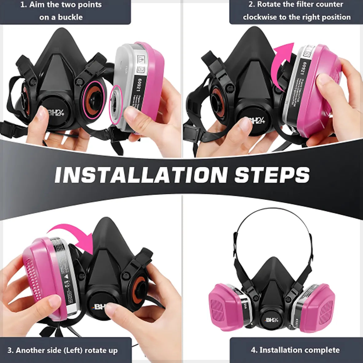 BH42 60921 Reusable Half Face Respirator Mask with Dual Filters | Prof ...