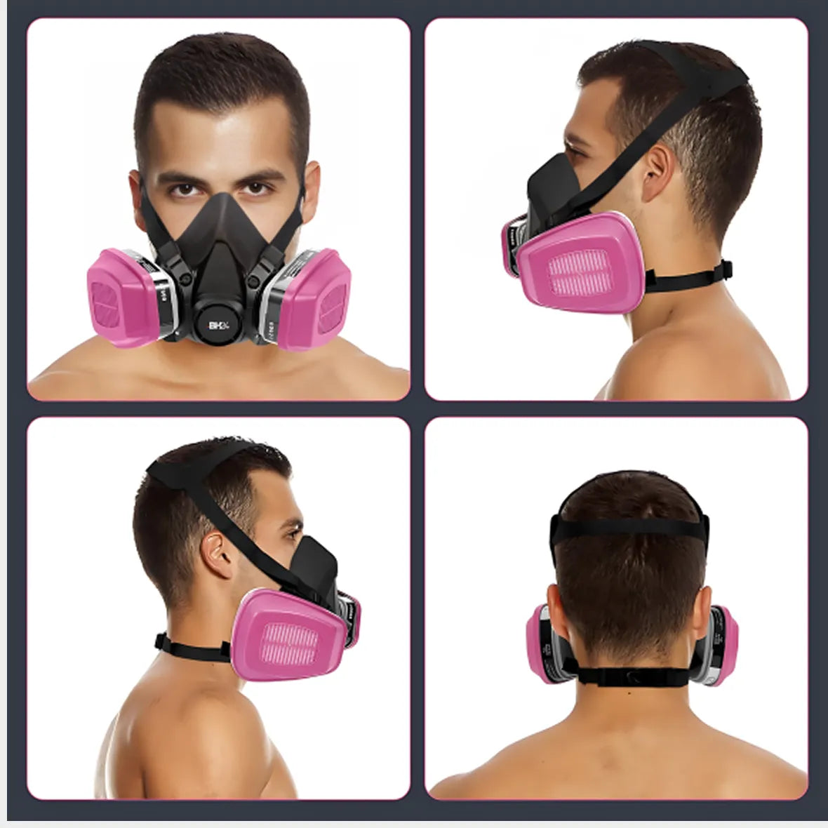 BH42 60921 Reusable Half Face Respirator Mask with Dual Filters | Prof ...